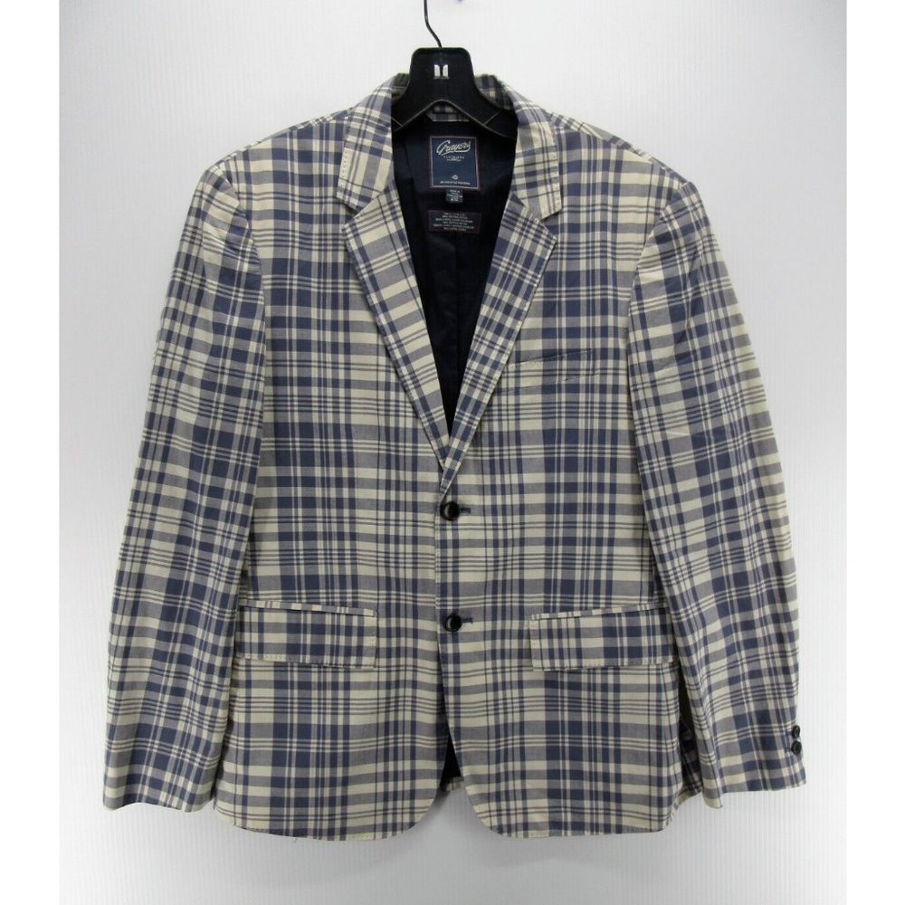 Grayers Blue and Cream Plaid Blazer